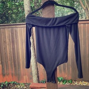 Cold shoulder black bodysuit